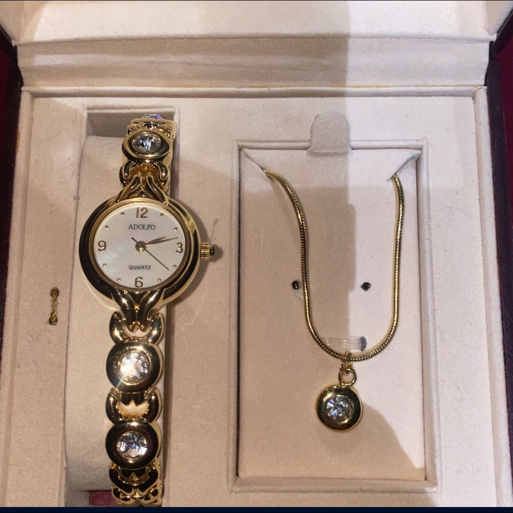 *SOLD* ADOLFO•Keepsake Jewelry Box necklace & watch set